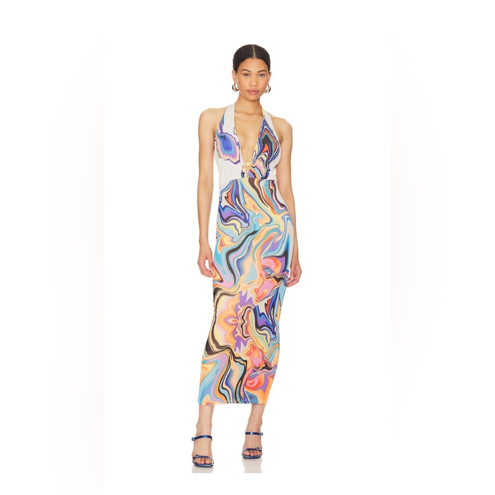 AFRM Colorful Halter Maxi Dress